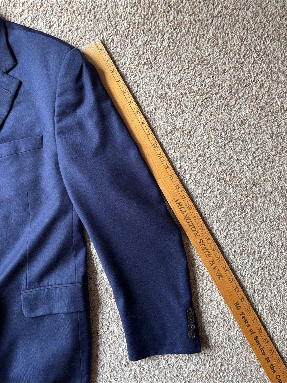 Peter Millar Classic Navy Blue Hopsack Wool 2 Btn Blazer Jacket Coat 48 L Tall